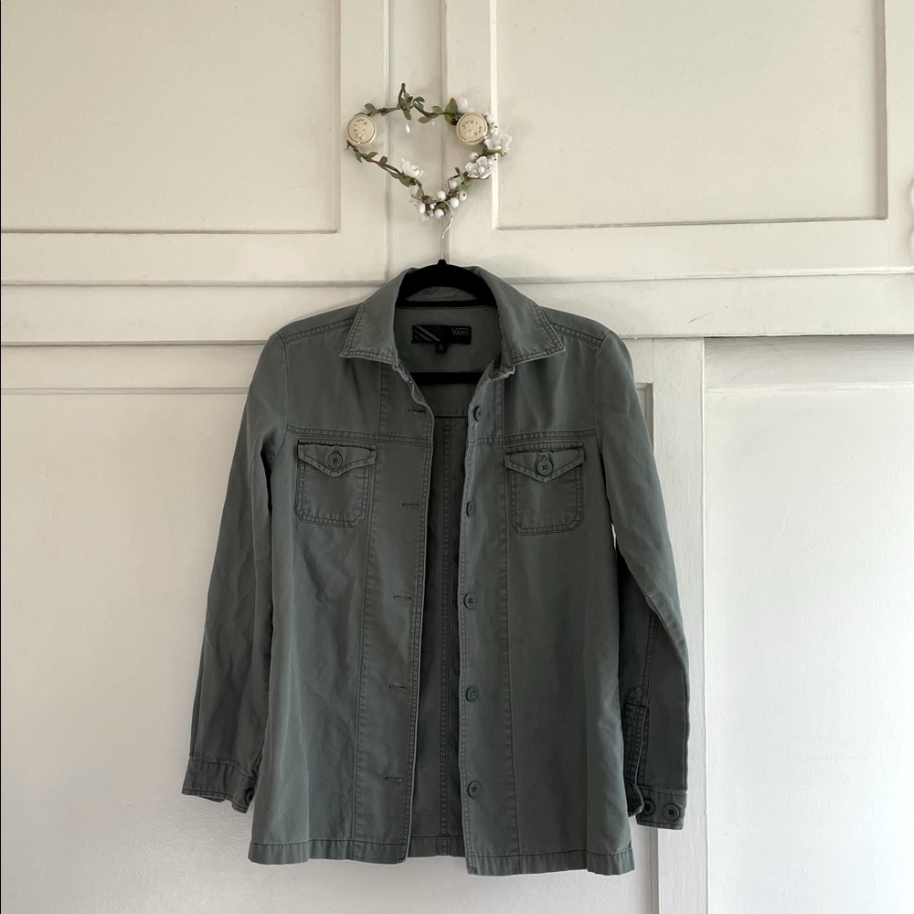 Vans sage green shirt jacket shacket